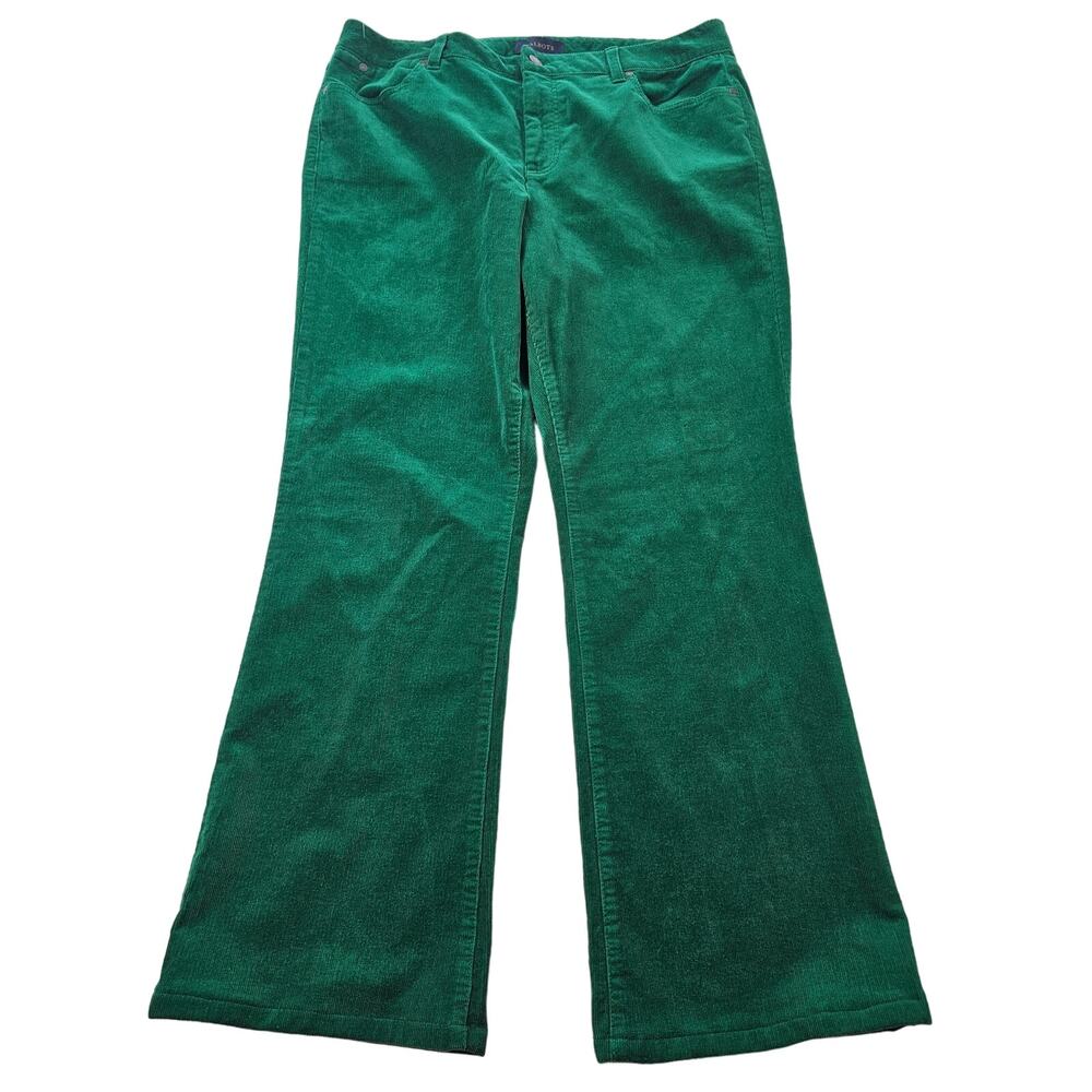 Talbots curvy size 14 bright green holiday corduroy EUC jeans pants casual ^